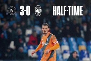 意甲联赛上半场结束时3球领先，那不勒斯上次做到还是2022年10月