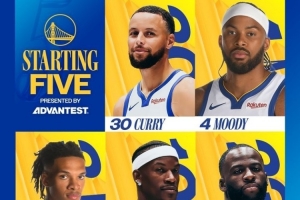 迎战火箭！勇士今日首发：库里、穆迪、理查德、巴特勒、追梦