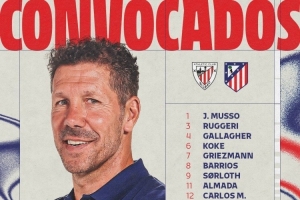 马竞对毕巴大名单：小蜘蛛在列，卡尔多索、巴埃纳、吉梅内斯缺席