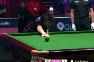 吴宜泽7分钟打出单杆141分，创造本届单局限时赛目前单杆最高分