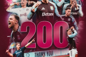 卡什达成维拉生涯200次出场里程碑，为球队贡献13球13助攻