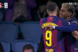 巴萨3-2塞尔塔！拉什福德横传莫里巴解围失误，亚马尔破门