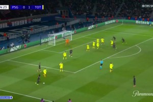 世界波！维蒂尼亚不停球直接远射死角破门，巴黎主场1-1热刺！