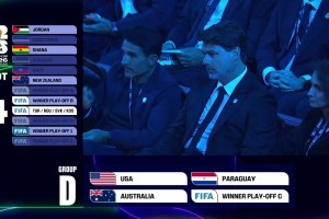 世界杯抽签D组：东道主美国、巴拉圭、澳大利亚、欧洲区附加赛C！